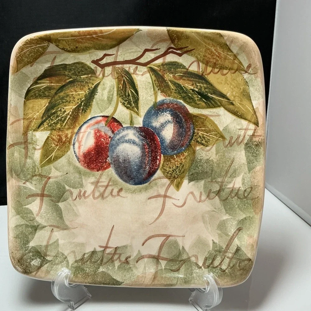 Set of Tabletops Unlimited Mixed Fruits Square Salad Plates 8 1/2